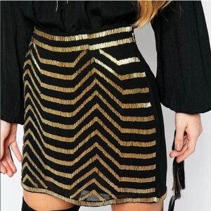 Revolve Raga Gold Beaded Chiffon Mini Skirt